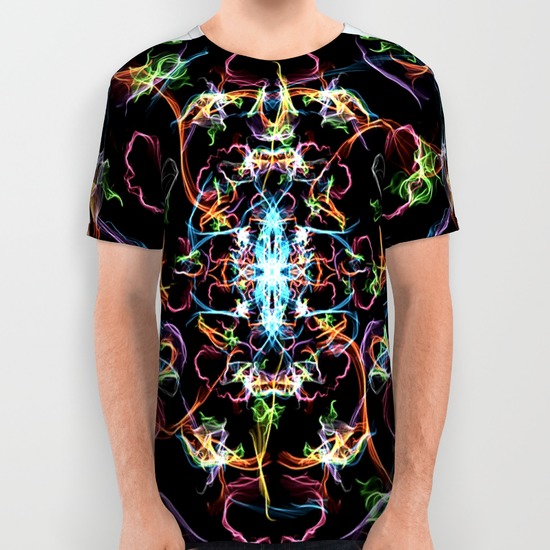 weaves color all over print shirts