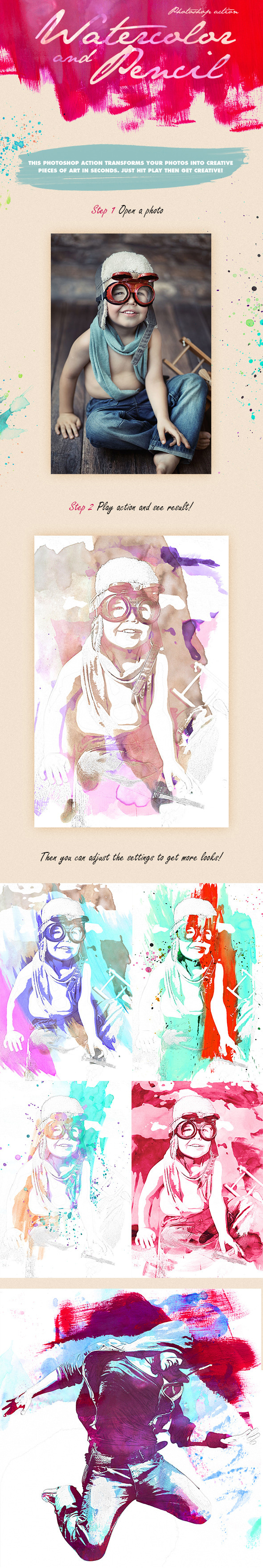 8-Watercolor - Pencil Photoshop Action