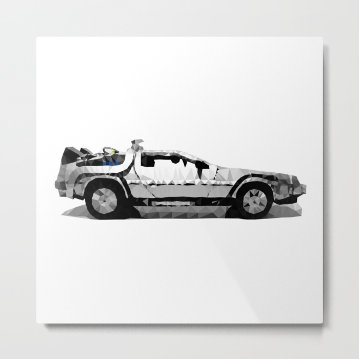 delorean-low-poly-metal-prints