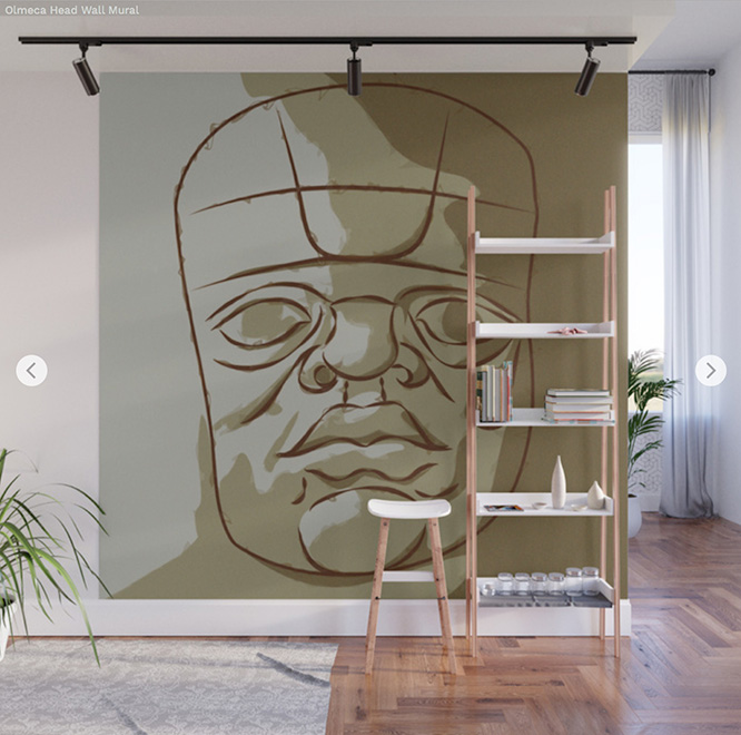 Wall Mural Olmeca Head by Angel Decuir | Society6