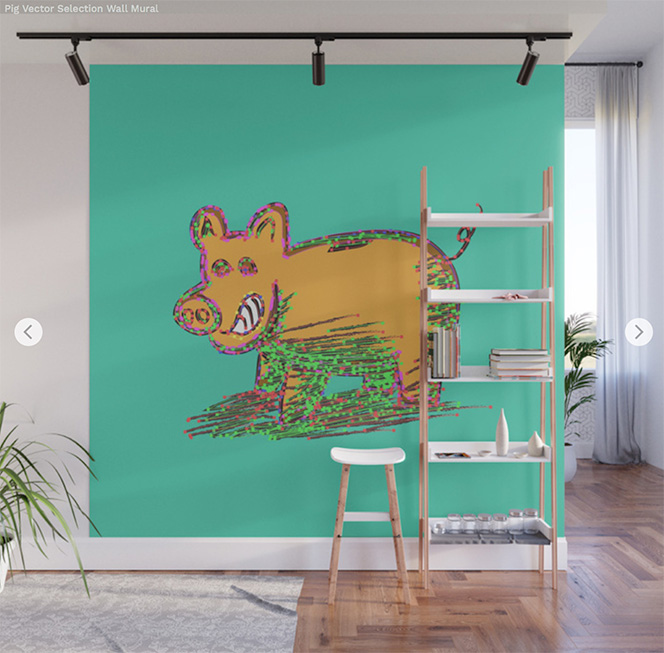 Wall Mural Pig Vector Selection by Angel Decuir | Society6