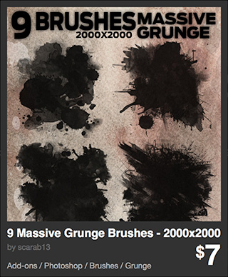 9 Massive Grunge Brushes - 2000x2000 by scarab13