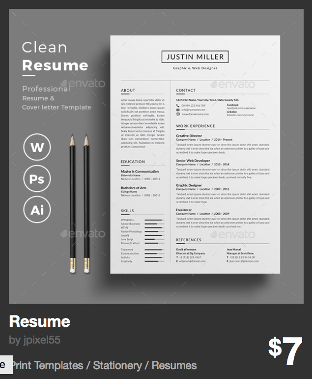 Resume by jpixel55 | GraphicRiver