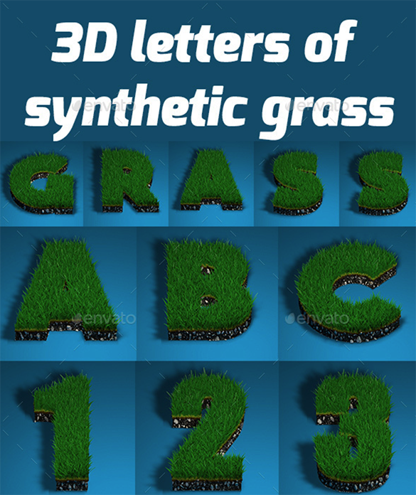 3D Letters of Synthetic Grass