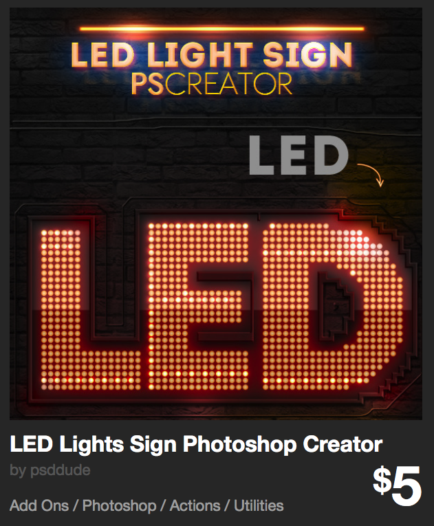 LED Lights Sign Photoshop Creator by psddude | GraphicRiver