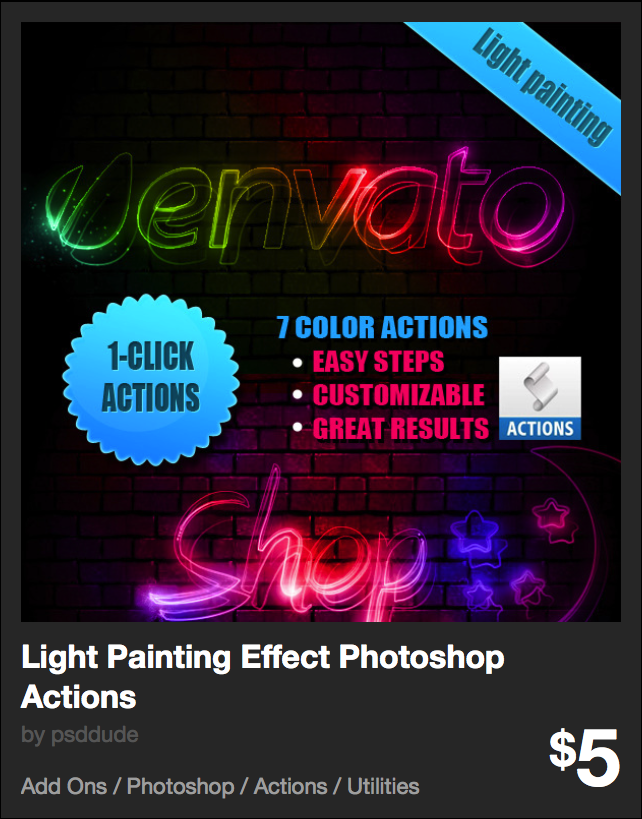 Light Painting Effect Photoshop Actions by psddude | GraphicRiver