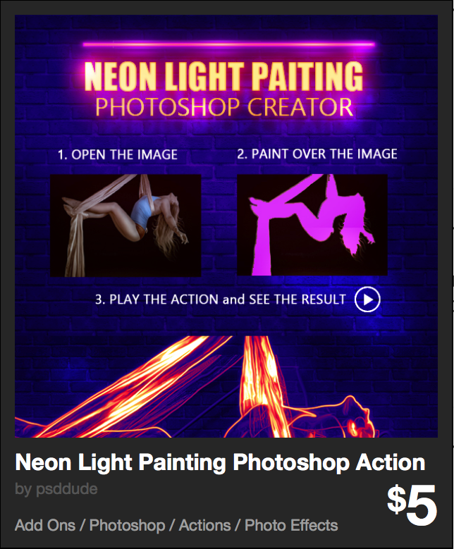 Neon Light Painting Photoshop Action by psddude | GraphicRiver