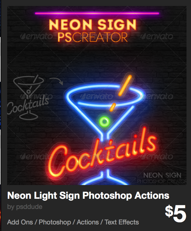 Neon Light Sign Photoshop Actions by psddude | GraphicRiver