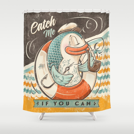 SHOWER CURTAIN - Catch Me If You Can por Seaside Spirit
