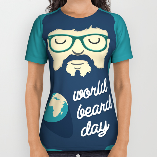 ALL OVER PRINT SHIRT X-SMALL World Beard Day por Beardy Graphics