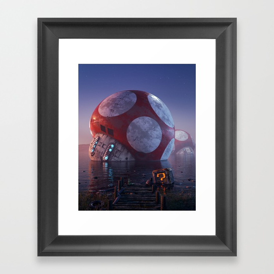 Mario Super Mushroom Framed Art Print by Filip Hodas | Society6