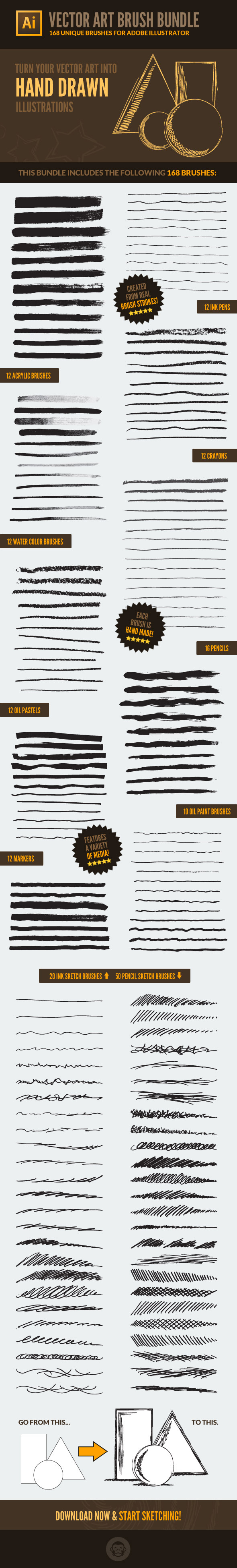 168 Vector Art Brushes - Bundle by GraphicMonkee | GraphicRiver