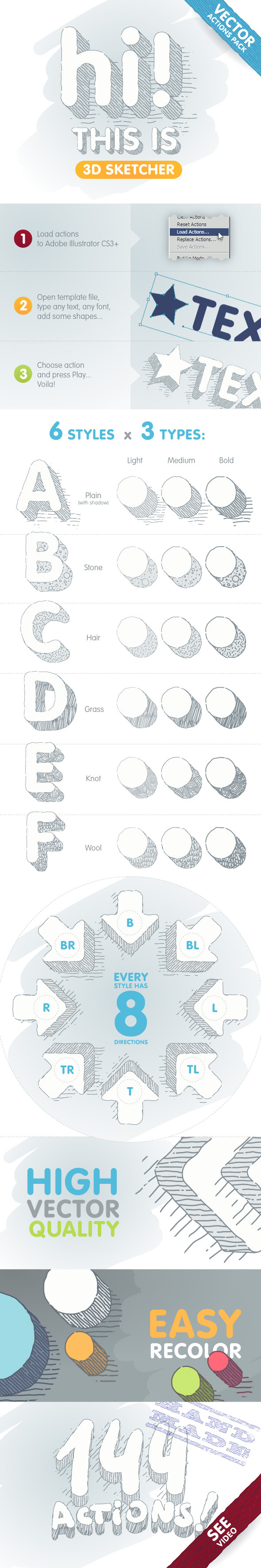 3D Sketcher - Vector Actions Pack by Kontramax | GraphicRiver