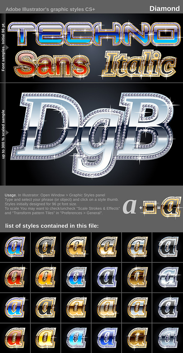 Illustrator Graphic Styles - Diamond by dgbomb | GraphicRiver
