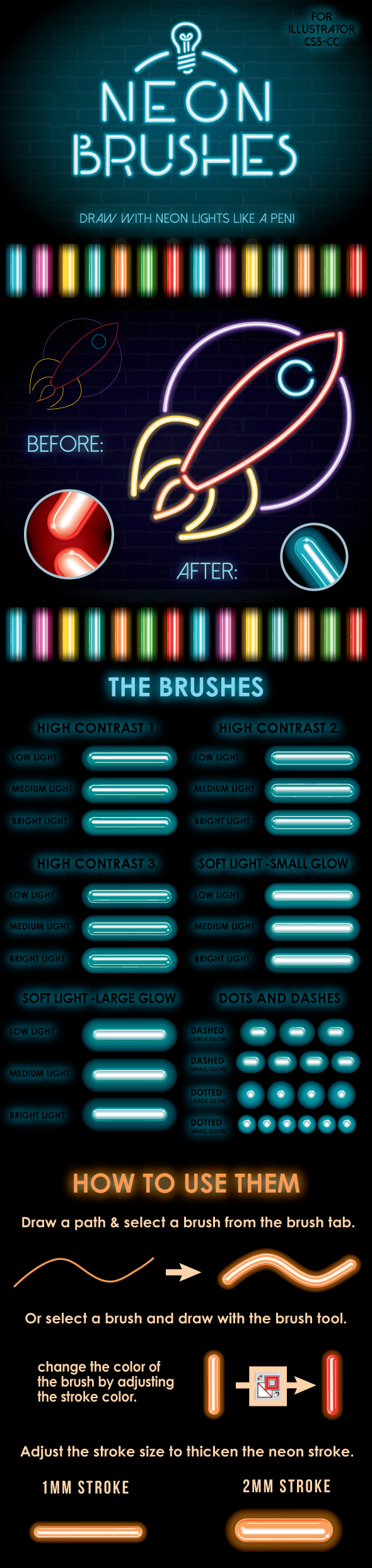 Neon Brushes by JRChild | GraphicRiver
