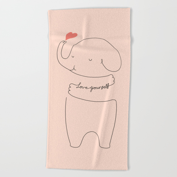 Love Yourself Ele 2 Beach Towel by ilovedoodle | Society6