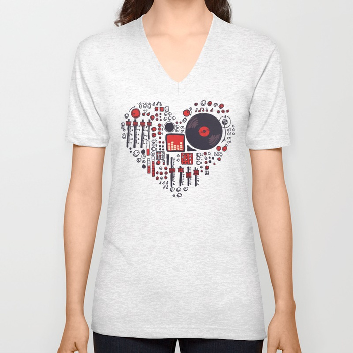 Music in every heartbeat Unisex V-Neck by budikwan | Society6