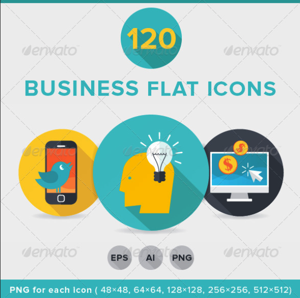 120 Business Flat Icons by iconsoul | GraphicRiver 