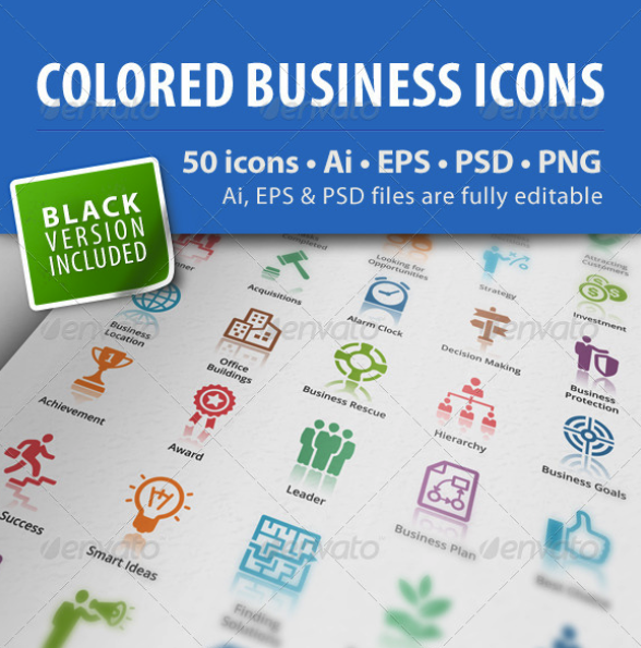 Business Icons - Colored Series by introwiz1 | GraphicRiver 