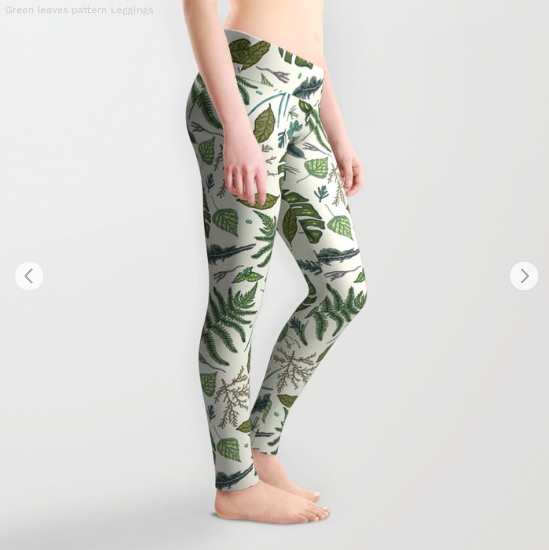 Green leaves pattern Leggings by smalldrawing | Society6