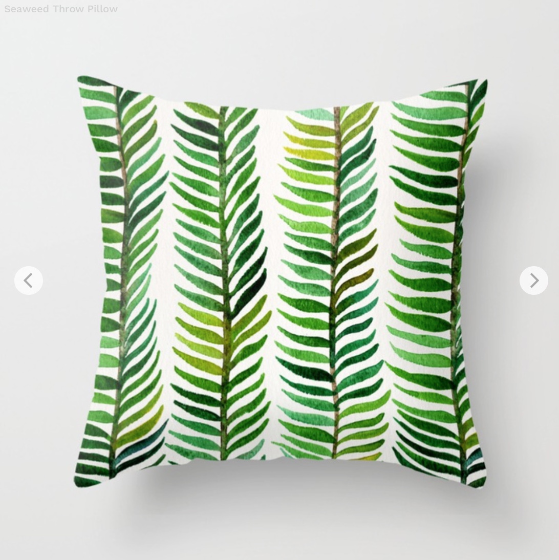 Seaweed Throw Pillow by catcoq | Society6
