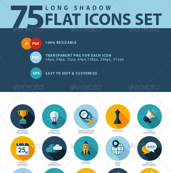 Set of Flat Design SEO Services Icons by PureSolution | GraphicRiver 