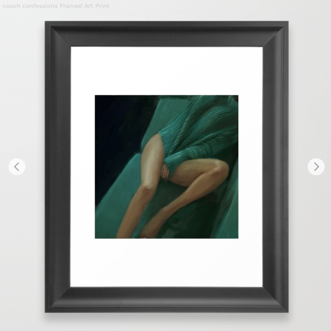 couch confessions Framed Art Print by mishmatt | Society6