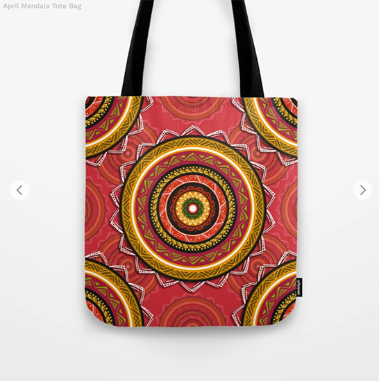 April Mandala Tote Bag by angeldecuir | Mandala Art Prints