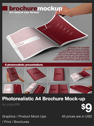 Photorealistic A4 Brochure Mock-up by yogurt86 | GraphicRiver 