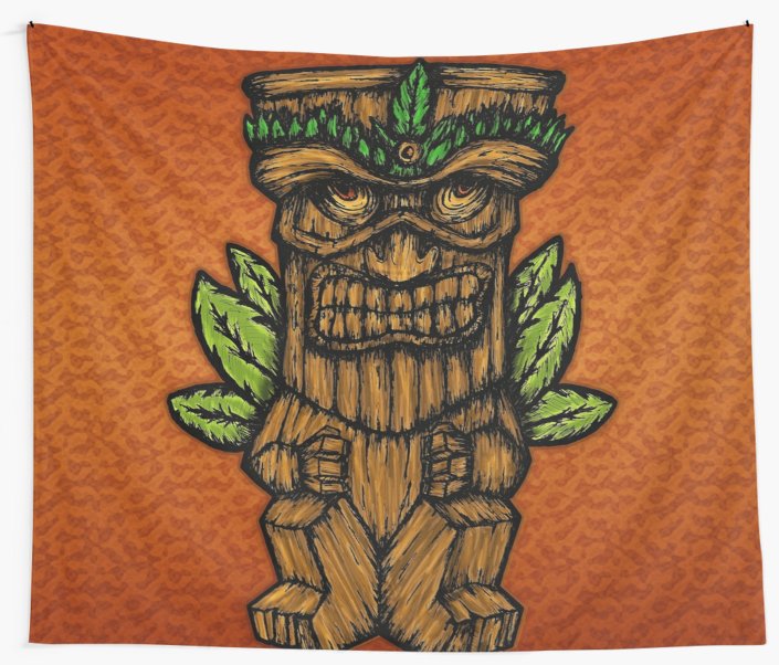 Telas decorativas «Tiki monster» de angeldecuir | Redbubble