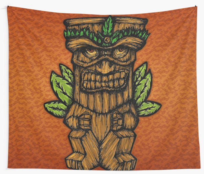 Telas decorativas «Tiki monster» de angeldecuir | Redbubble