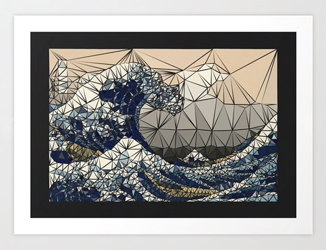 Lowpoly - The great wave of K Art Print by angeldecuir | Society6 