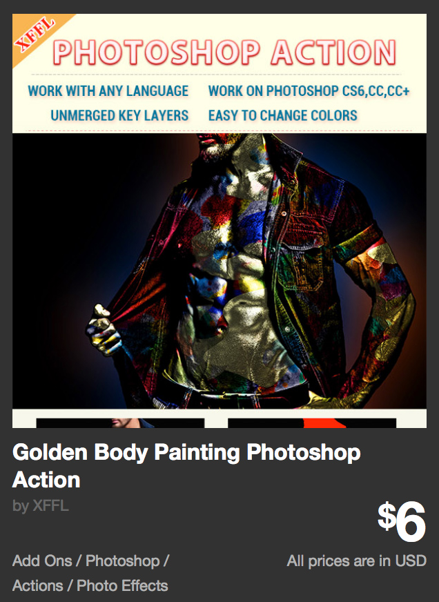 Golden Body Painting Photoshop Action by XFFL | GraphicRiver 