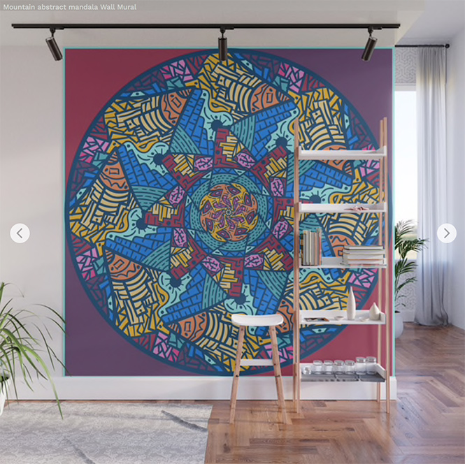 Wall Mural  Mountain abstract mandala by Angel Decuir | Society6