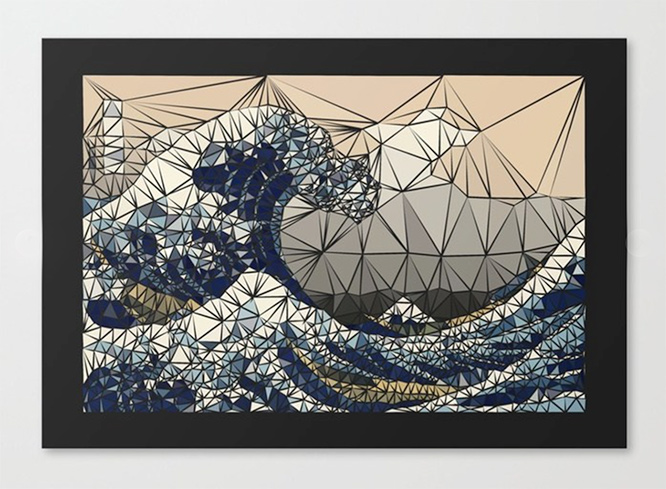 Lowpoly - The great wave of K Canvas Print by angeldecuir | Society6 