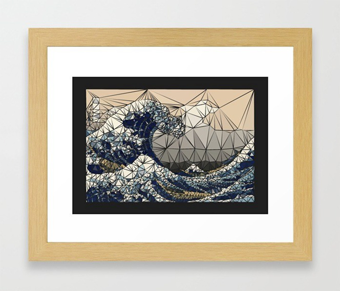Lowpoly - The great wave of K Framed Art Print by angeldecuir | Society6 