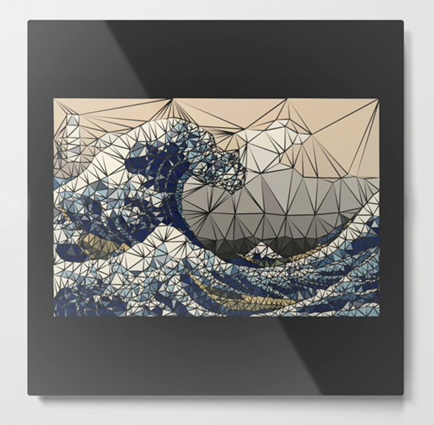 Lowpoly - The great wave of K Metal Print by angeldecuir | Society6 