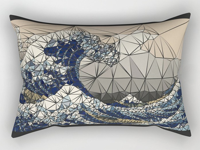 Lowpoly - The great wave of K Rectangular Pillow by angeldecuir | Society6