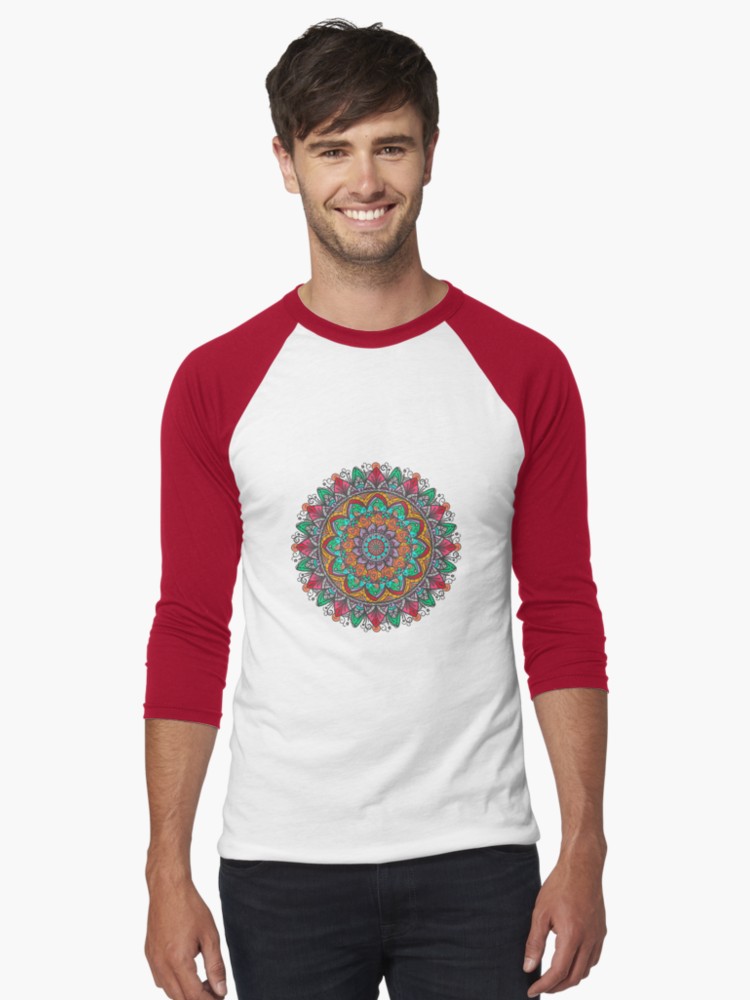 Camisetas bicolor con manga ¾ para hombre «Great Mandala Hand Made 1» de angeldecuir | Redbubble 