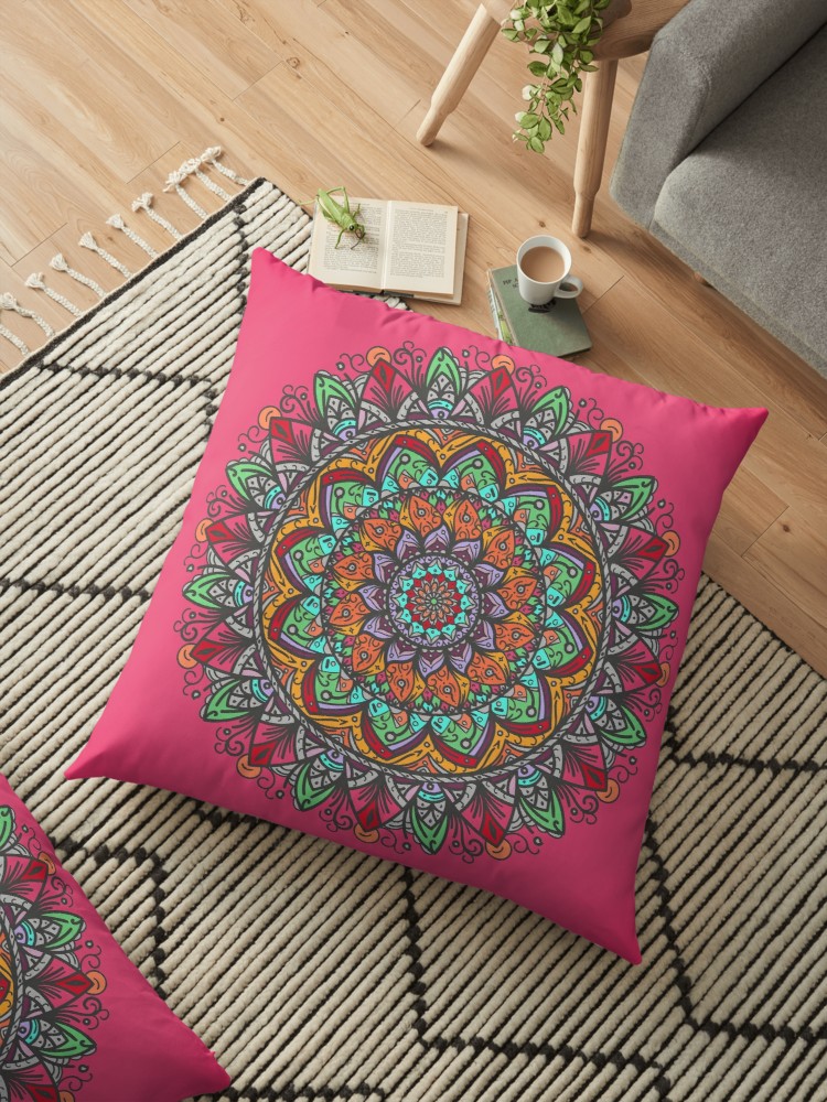 Cojín de suelo «Great Mandala Hand Made 1» de angeldecuir | Redbubble