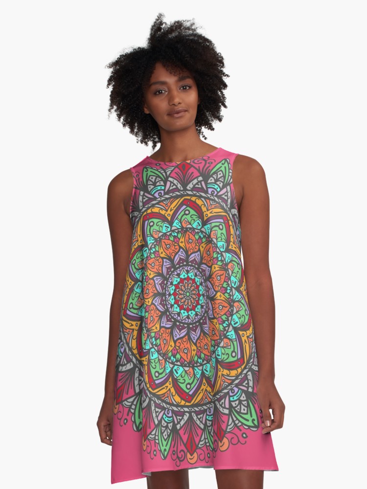 Vestido acampanado «Great Mandala Hand Made 1» de angeldecuir | Redbubble 