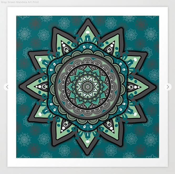 Gray Green Mandala Art Print by angeldecuir | Society6 