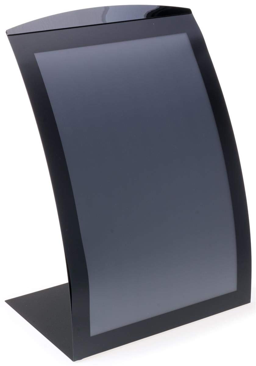 Displays2go aluminio soporte de letrero para 27.9 x 43.2 cm gráficos con encimera de diseño curvo, Sign marco magnético, con lente, aluminio (negro) – Juego de 2 - Amazon
