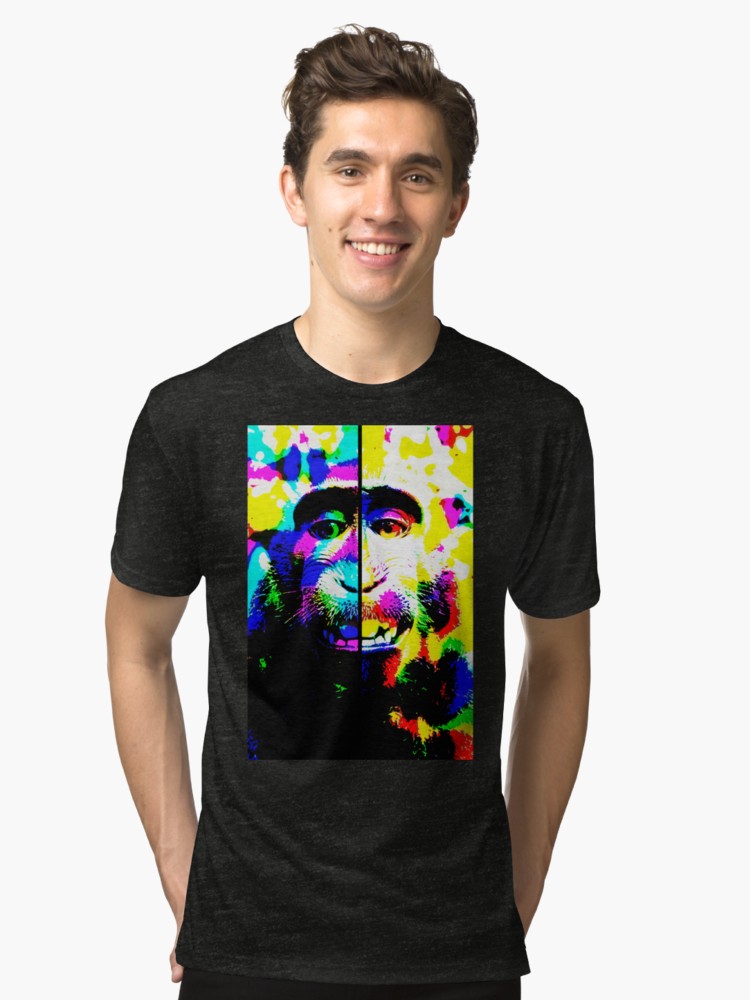 Camisetas de tejido mixto «Mono alucinado» de angeldecuir | Redbubble 