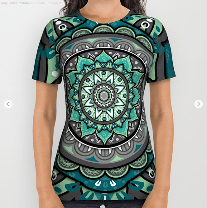 Gray Green Mandala All Over Print Shirt by angeldecuir | Society6 