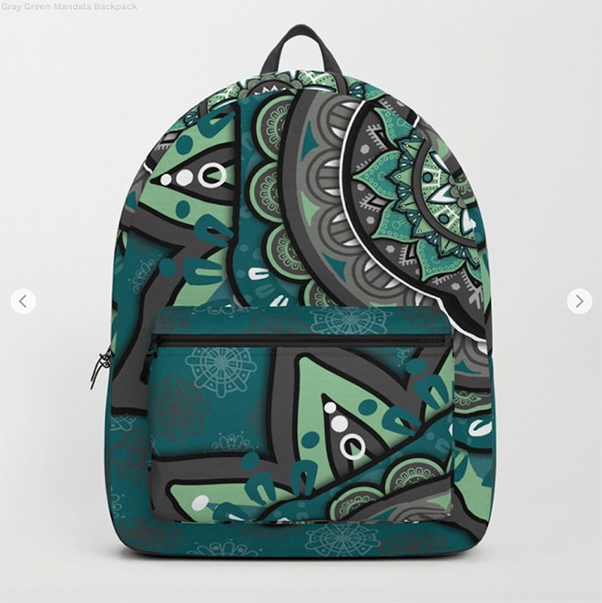 Gray Green Mandala Backpack by angeldecuir | Society6 