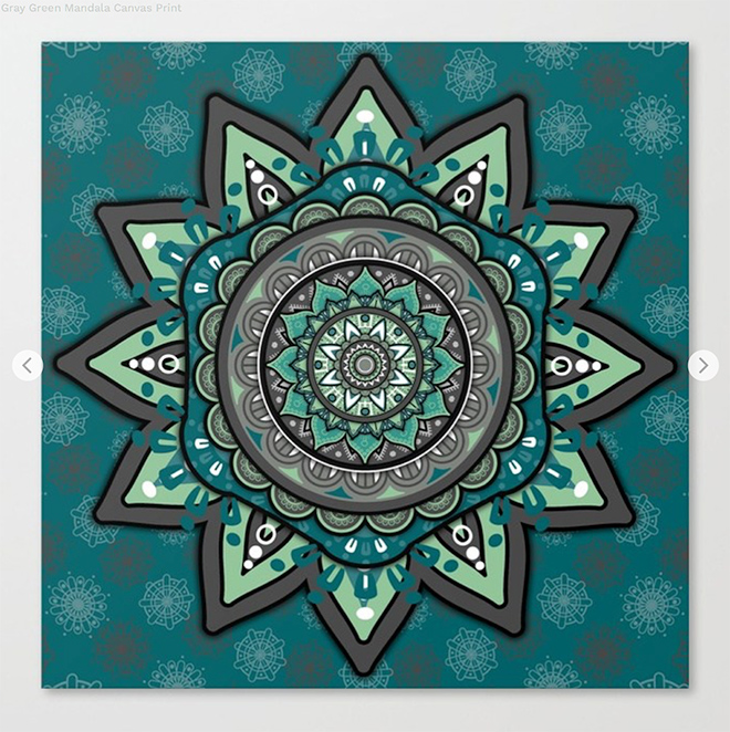 Gray Green Mandala Canvas Print by angeldecuir | Society6 