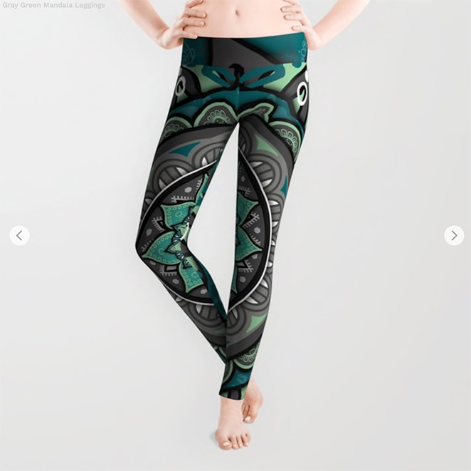 Gray Green Mandala Leggings by angeldecuir | Society6