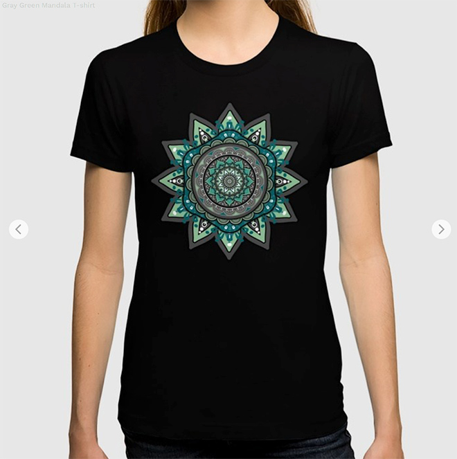 Gray Green Mandala T-shirt by angeldecuir | Society6