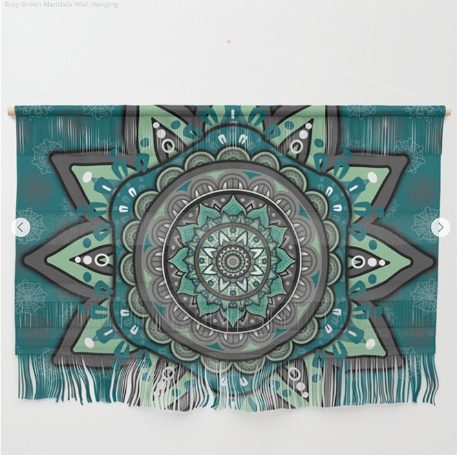 Gray Green Mandala Wall Hanging by angeldecuir | Society6 